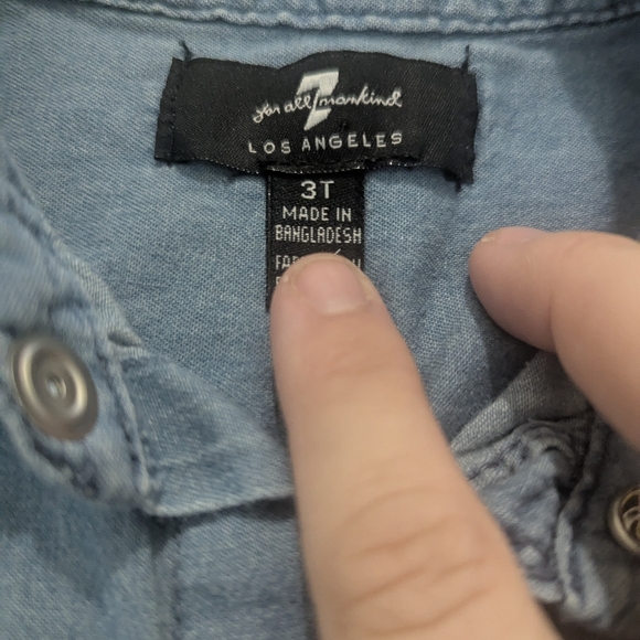 7 For All Mankind Light Blue Kids Button Snap Shirt - Picture 3 of 3